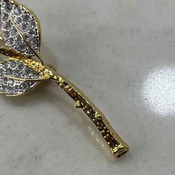 Vintage Costume Diamond Accent Flower Pin/Brooch 3” - Picture 4 of 9